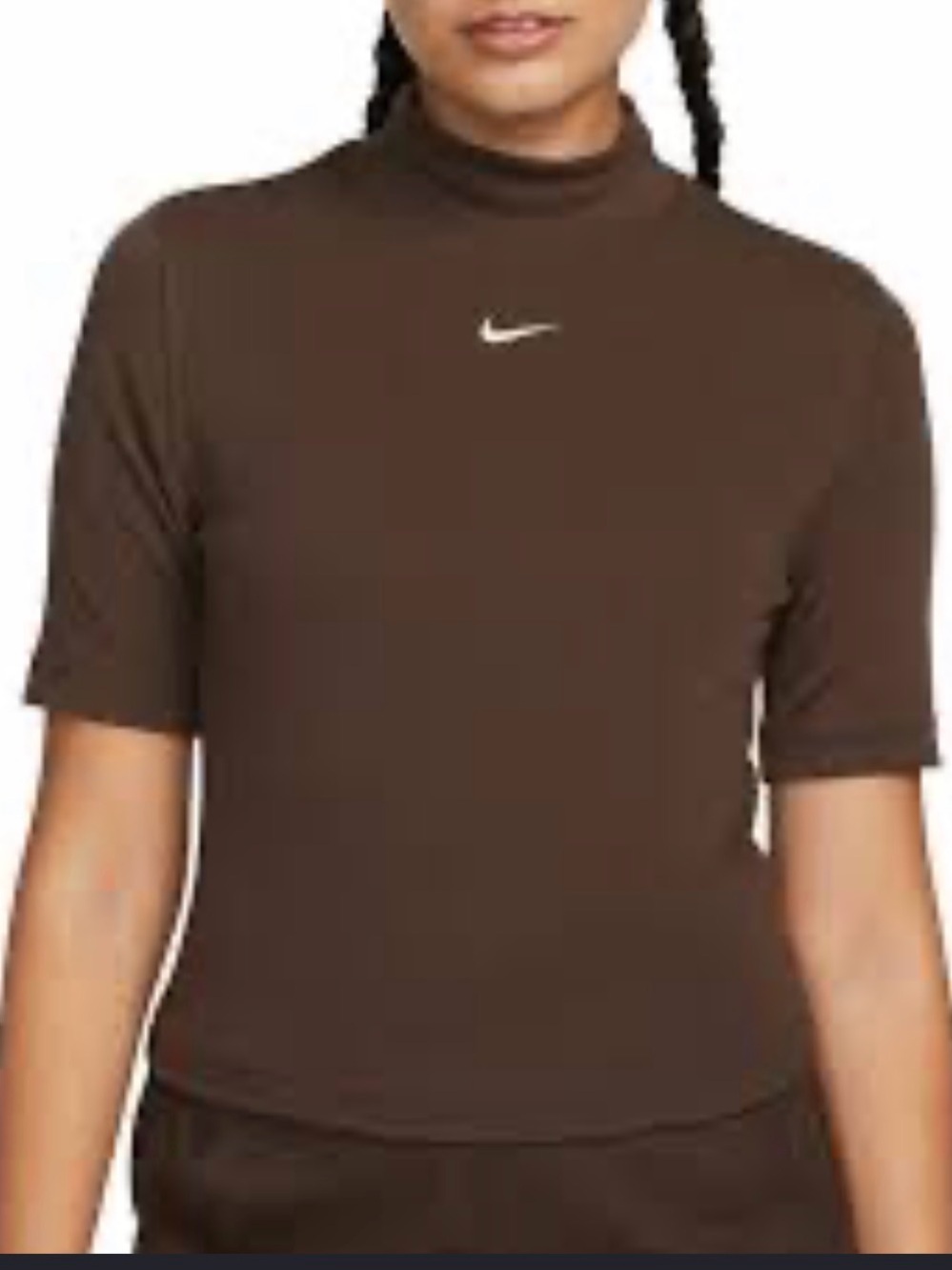 Nike Brown Short-Sleeve Mock Neck Tee